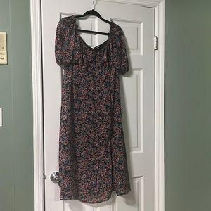 Missguided size 12 blue and pink floral midi dress wedding guest cocktail event